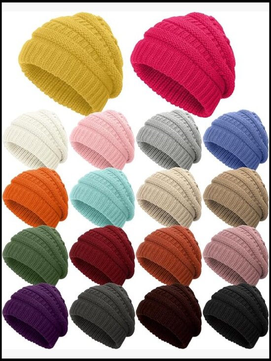 Warm Slouchy Knit Beanies - Acrylic Winter Hats